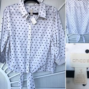 Chico's button down tie front shirt